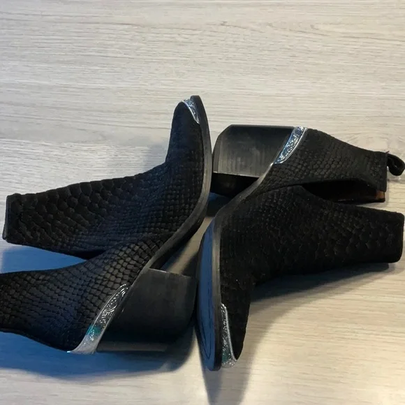 Jeffrey Campbell Cromwell Western Black Suede Snakeskin Leather Booties-Size 7.5 - Picture 7 of 16